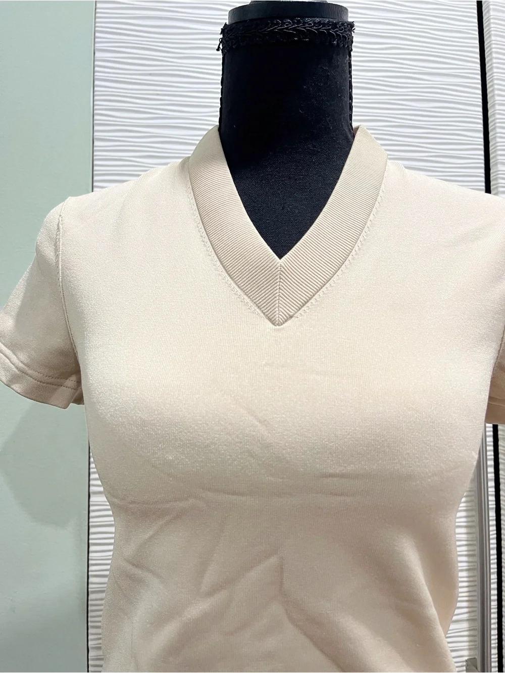 Tory Burch Beige V-Neck Short Sleeve Top